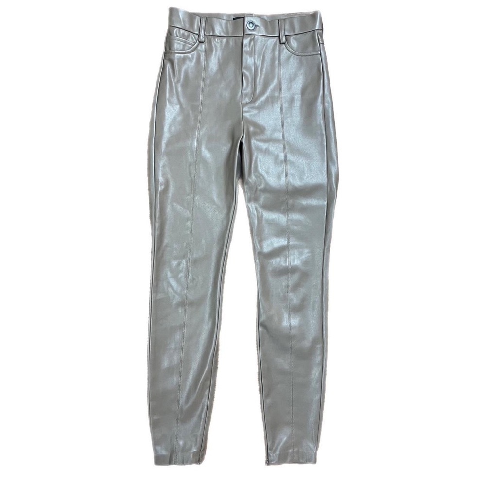 Zara Faux Leather Fleece Lined Taupe Pants